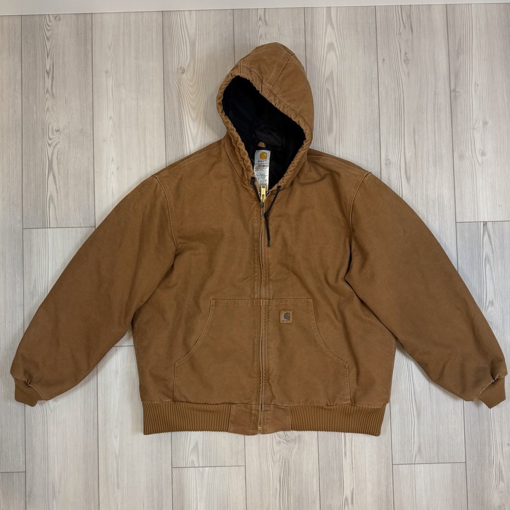 Carhartt J130 Washed Duck Jacket Mens XL Reg Brown Lined Workwear Canvas